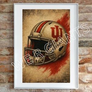 UNIVERSITY OF INDIANA Football Helmet Poster Print 11x17 Wall Art Man Cave Decor